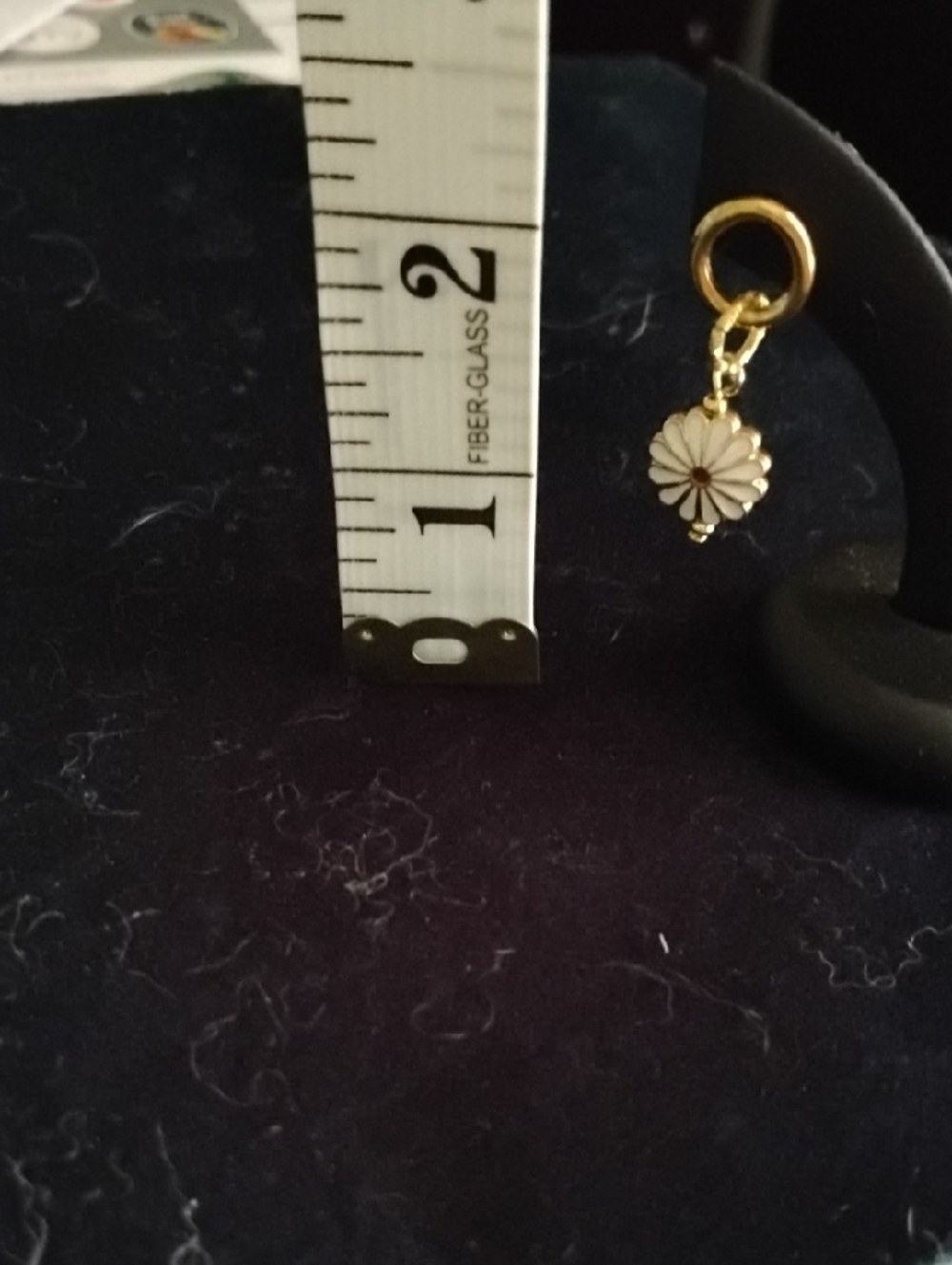 Hand Crafted Gold and White Daisy Drop Earrings with Red Center - Picture 5 of 7
